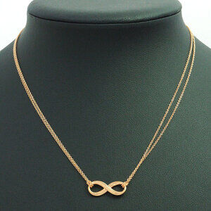 Tiffany Infinity Figure Double Chain Necklace Gold